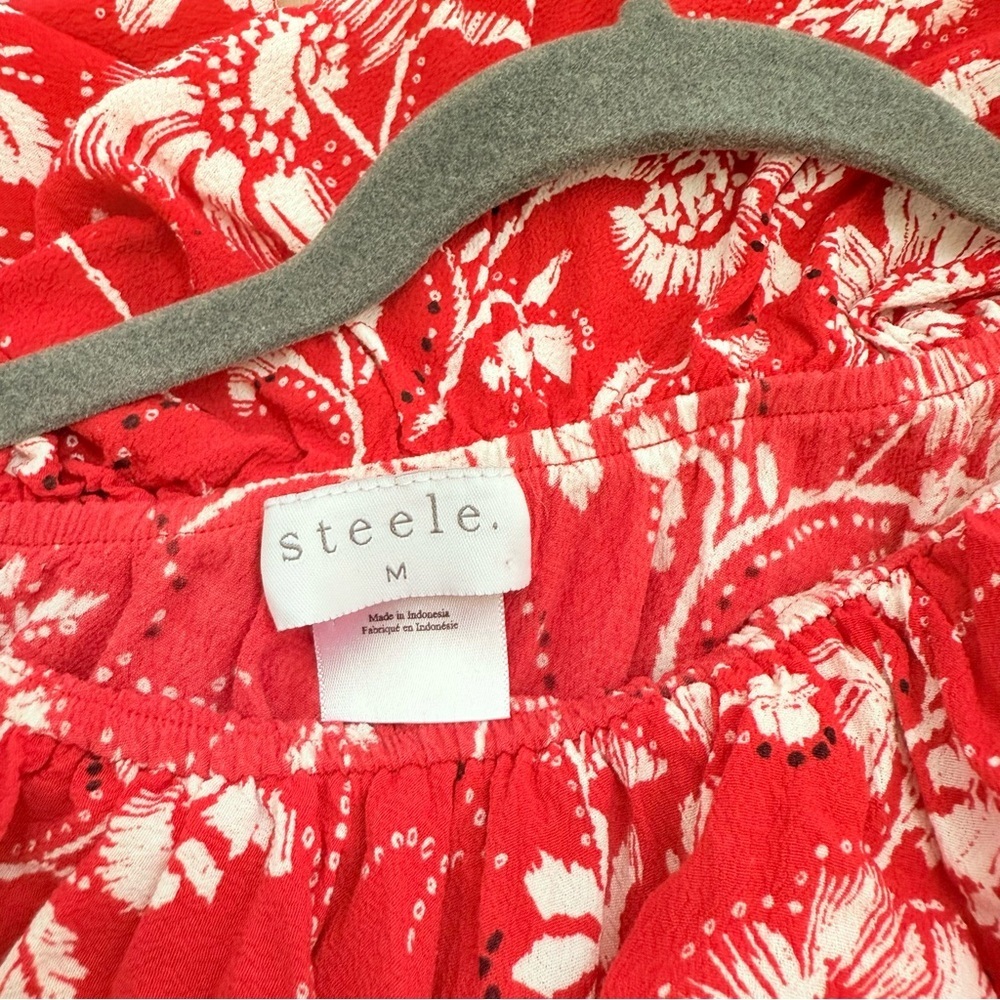 Anthropologie Steele Livia Ruffled One Shoulder Maxi Dress Red Floral Size M - Picture 4 of 6